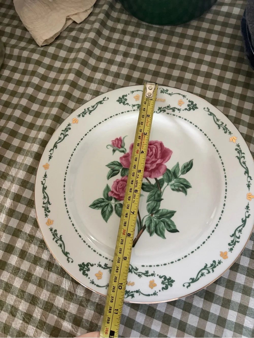 Classic Rose Motif Dinner Plate - White with Pink Rose